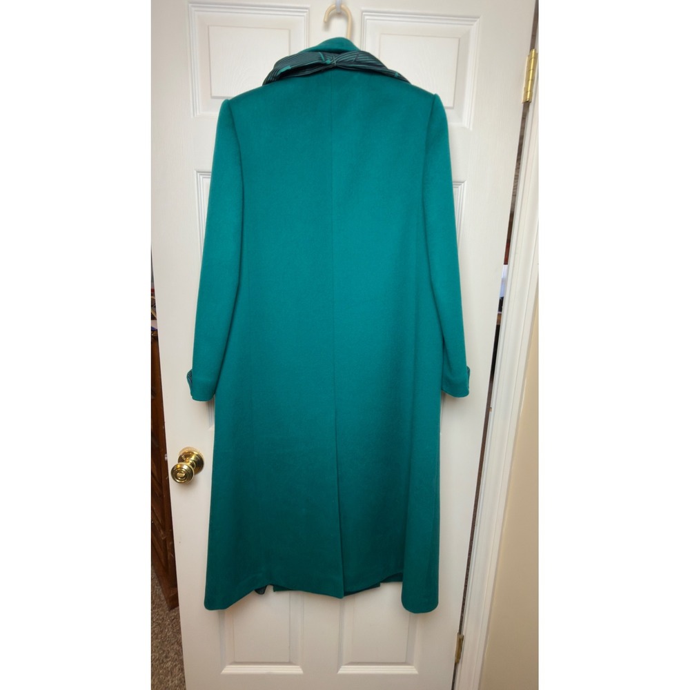 ALORNA Forstmann Wool Teal Long Trench Coat Women's Double Breasted Tailored - Picture 5 of 13
